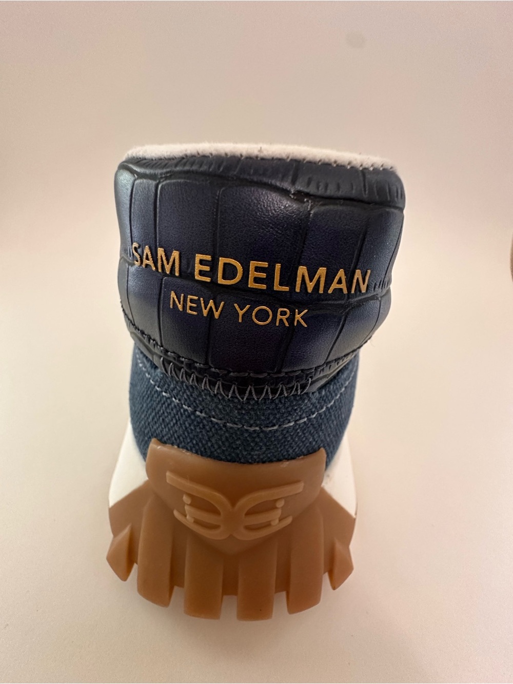 Sam Edelman Women’s Navy Suede Sneaker with Gum Sole - Picture 2 of 9
